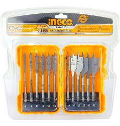 6-32MM BỘ MŨI KHOAN GỖ ĐẦU DẸP 12 CHI TIẾT INGCO AKDL1201